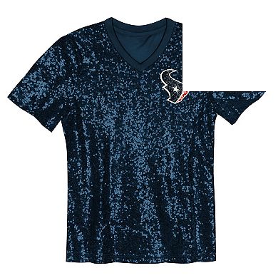 Girls Youth C.J. Stroud Navy Houston Texans Sequin V-Neck Fashion Jersey