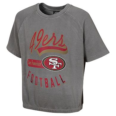 Women's Gray San Francisco 49ers Mineral Wash Short Sleeve Top