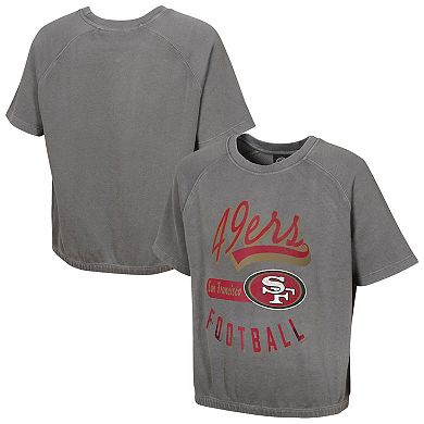 Women's Gray San Francisco 49ers Mineral Wash Short Sleeve Top