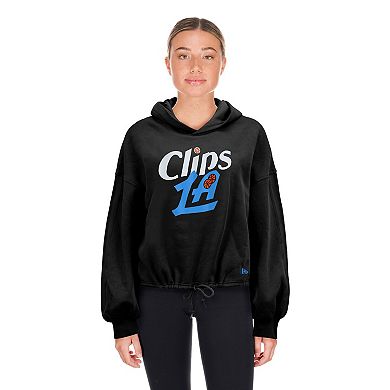Women's New Era Black LA Clippers 2024/25 City Edition Cropped Pullover Hoodie
