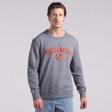Men's Fanatics Heather Gray Tampa Bay Buccaneers Loop Terry Pullover Sweatshirt