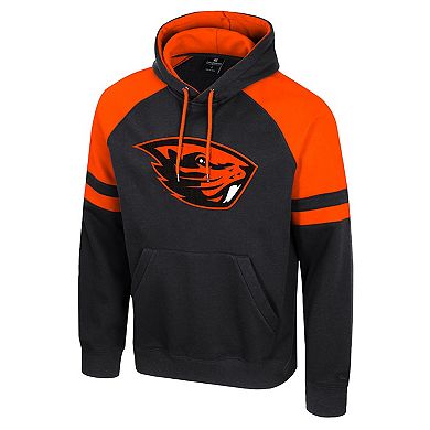 Men's Colosseum Black Oregon State Beavers Todd Raglan Pullover Hoodie