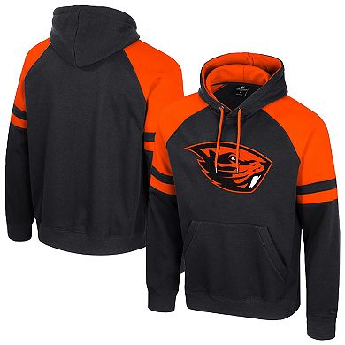 Men's Colosseum Black Oregon State Beavers Todd Raglan Pullover Hoodie