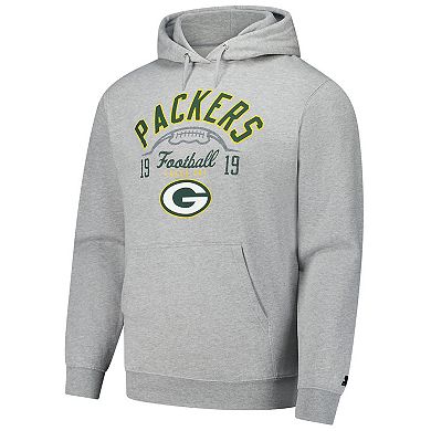 Men's Starter Heather Gray Green Bay Packers Pullover Hoodie
