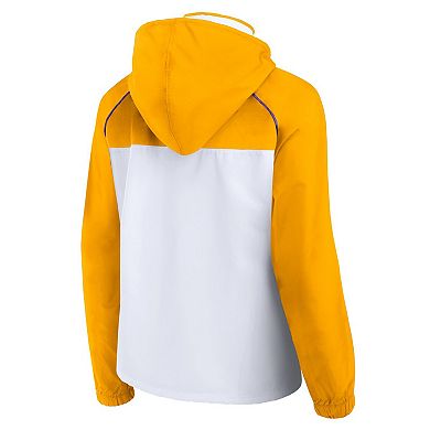 Women's Fanatics White/Gold Los Angeles Lakers Anorak Raglan Full-Zip Hoodie Jacket