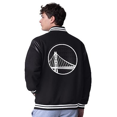 Men's G-III Sports by Carl Banks Black Golden State Warriors Clutch Hitter Full-Snap Varsity Jacket