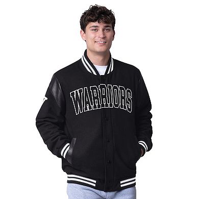 Men's G-III Sports by Carl Banks Black Golden State Warriors Clutch Hitter Full-Snap Varsity Jacket