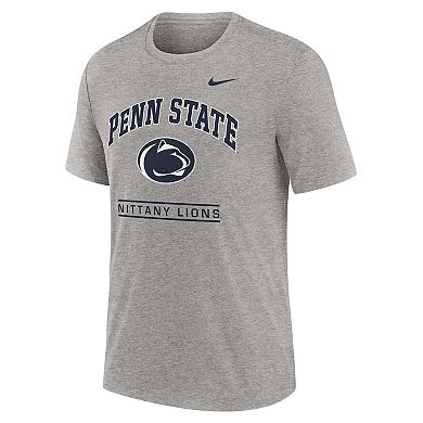 Men's Nike Heather Gray Penn State Nittany Lions Arch Over Logo Tri-Blend T-Shirt
