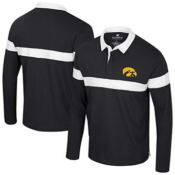 Men's Colosseum Black Iowa Hawkeyes Too Cool For School Long Sleeve Polo