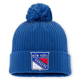 Men's Fanatics Royal New York Rangers Primary Logo Cuffed Knit Hat with Pom