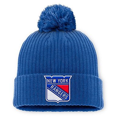 Men's Fanatics Royal New York Rangers Primary Logo Cuffed Knit Hat with Pom