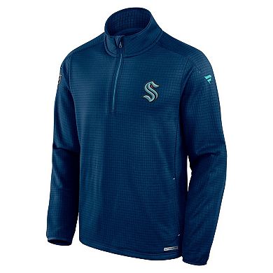 Men's Fanatics Deep Sea Blue Seattle Kraken Big & Tall Authentic Pro Quarter-Zip Pullover