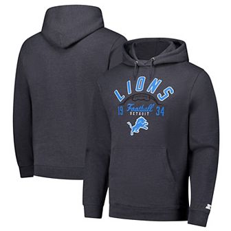 Men's Starter Charcoal Detroit Lions Pullover Hoodie