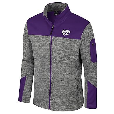 Men's Colosseum Gray/Purple Kansas State Wildcats Guard Full-Zip Jacket