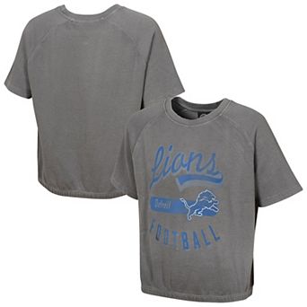 Women's Gray Detroit Lions Mineral Wash Short Sleeve Top