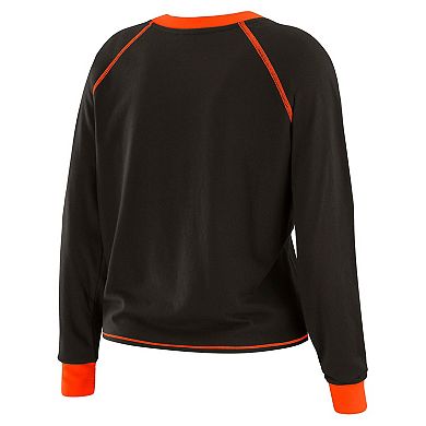 Women's WEAR by Erin Andrews Black/Orange Cincinnati Bengals Plus Size Tie-Front Long Sleeve Top