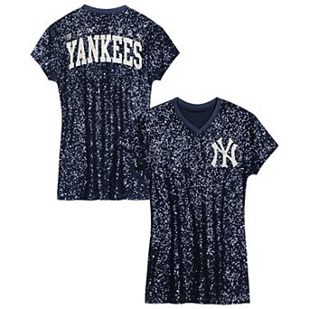 Girls Preschool Navy New York Yankees Sequin V-Neck Dress