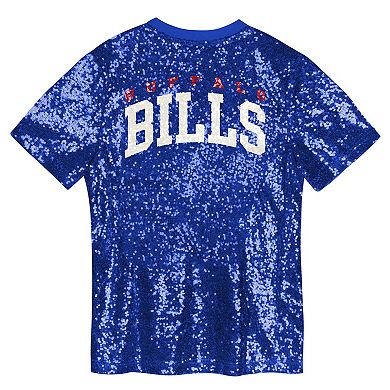 Girls Youth Royal Buffalo Bills Wordmark Sequin V-Neck Top