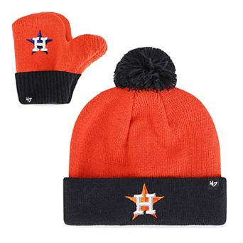 Toddler '47 Orange Houston Astros Bam Bam Cuffed Knit Hat with Pom & Mittens Set
