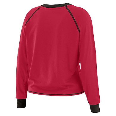 Women's WEAR by Erin Andrews Cardinal/Black Arizona Cardinals Plus Size Tie-Front Long Sleeve Top