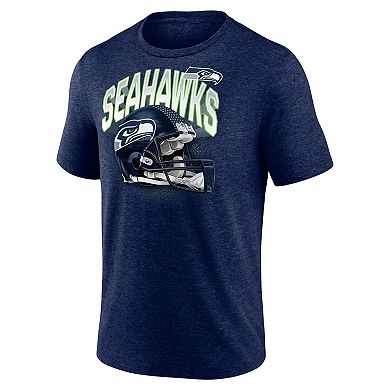 Men's Fanatics Heather Navy Seattle Seahawks End Around Tri-Blend T-Shirt