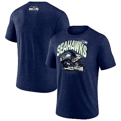 Men's Fanatics Heather Navy Seattle Seahawks End Around Tri-Blend T-Shirt