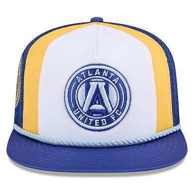 Men's New Era White Atlanta United FC 2024 Jersey Hook A-Frame Trucker 9FIFTY Snapback Hat