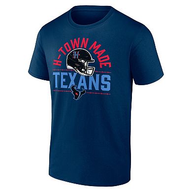 Men's Fanatics Navy Houston Texans H-Town Helmet T-Shirt