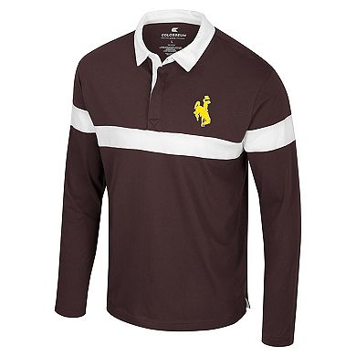 Men's Colosseum Brown Wyoming Cowboys Too Cool For School Long Sleeve Polo