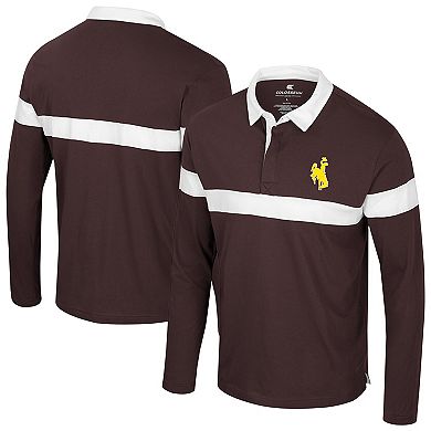 Men's Colosseum Brown Wyoming Cowboys Too Cool For School Long Sleeve Polo