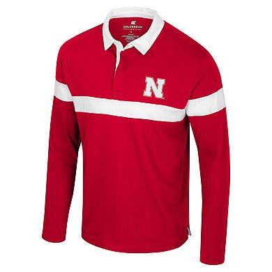 Men's Colosseum Scarlet Nebraska Huskers Too Cool For School Long Sleeve Polo