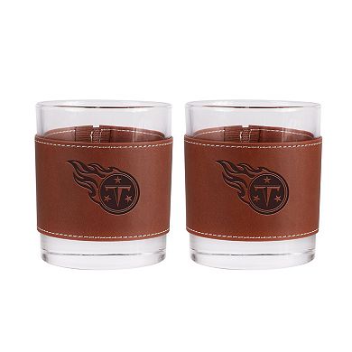 Tennessee Titans 2-Pack 12oz Rocks Glass with Leather Wrap