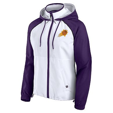 Women's Fanatics White/Purple Phoenix Suns Anorak Raglan Full-Zip Hoodie Jacket