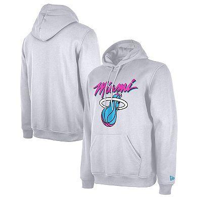 Men's New Era White Miami Heat 2024/25 City Edition Pullover Hoodie