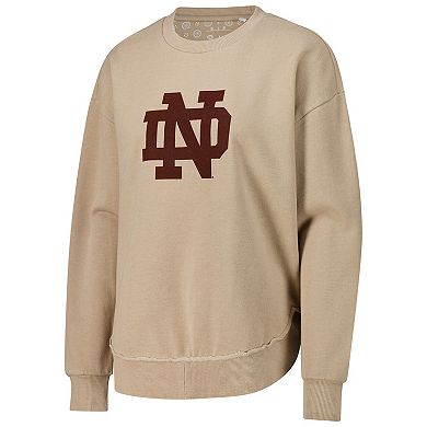 Women's Pressbox Tan Notre Dame Fighting Irish Poncho Fleece Pullover Sweatshirt