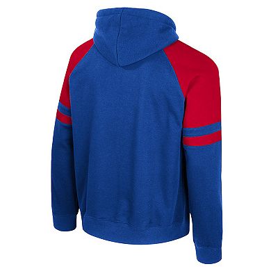 Men's Colosseum Royal Kansas Jayhawks Todd Raglan Pullover Hoodie