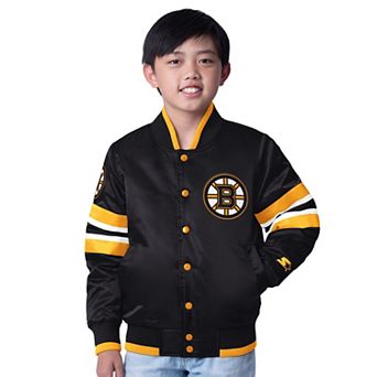 Youth Starter Black/Gold Boston Bruins Scout 1 Full-Snap Varsity Jacket
