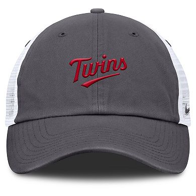 Men's Nike Gray Minnesota Twins Wordmark Club Adjustable Trucker Hat