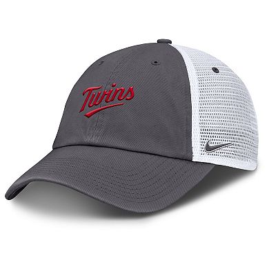 Men's Nike Gray Minnesota Twins Wordmark Club Adjustable Trucker Hat