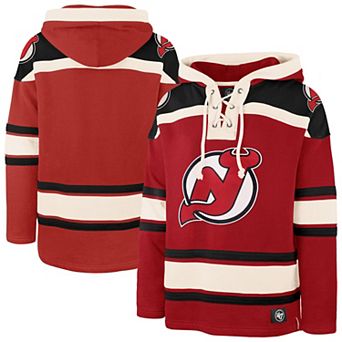 Men's '47 Red New Jersey Devils Big & Tall Superior Lacer Fleece Pullover Hoodie