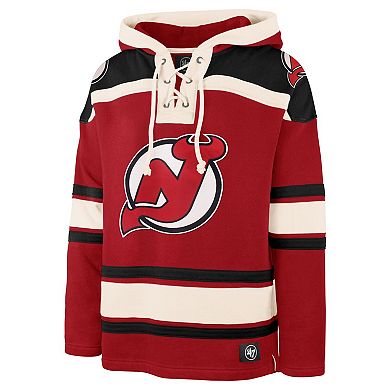 Men's '47 Red New Jersey Devils Big & Tall Superior Lacer Fleece Pullover Hoodie