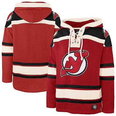 Men's '47 Red New Jersey Devils Big & Tall Superior Lacer Fleece Pullover Hoodie