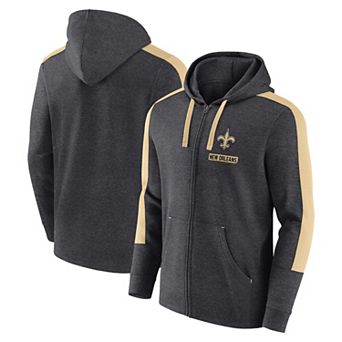 Men's Fanatics Heather Charcoal New Orleans Saints Gains Full-Zip Hoodie