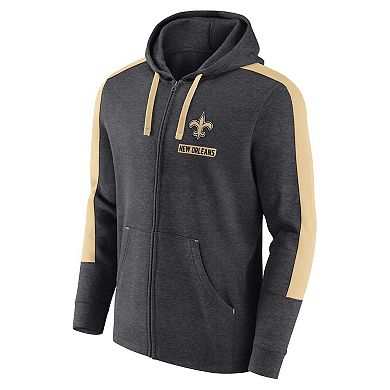 Men's��Fanatics Heather Charcoal New Orleans Saints Gains Full-Zip Hoodie