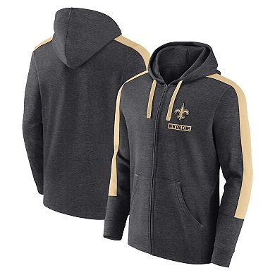Men's��Fanatics Heather Charcoal New Orleans Saints Gains Full-Zip Hoodie