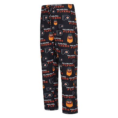 Men's Concepts Sport Black Philadelphia Flyers All Over Print Knit Pants
