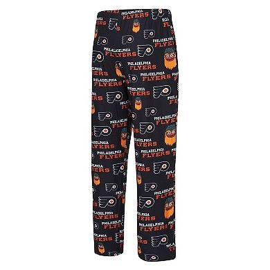 Men's Concepts Sport Black Philadelphia Flyers All Over Print Knit Pants