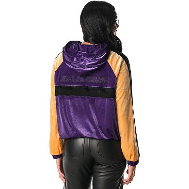 Women's The Wild Collective Purple Los Angeles Lakers Velour Full-Zip Track Jacket Hoodie