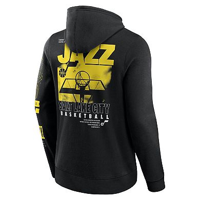 Men's Fanatics Black Utah Jazz Game Time Crossover Pullover Hoodie