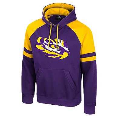 Men's Colosseum Purple LSU Tigers Todd Raglan Pullover Hoodie